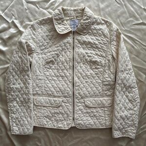 Cream quilted zip up jacket #quiltedjacket